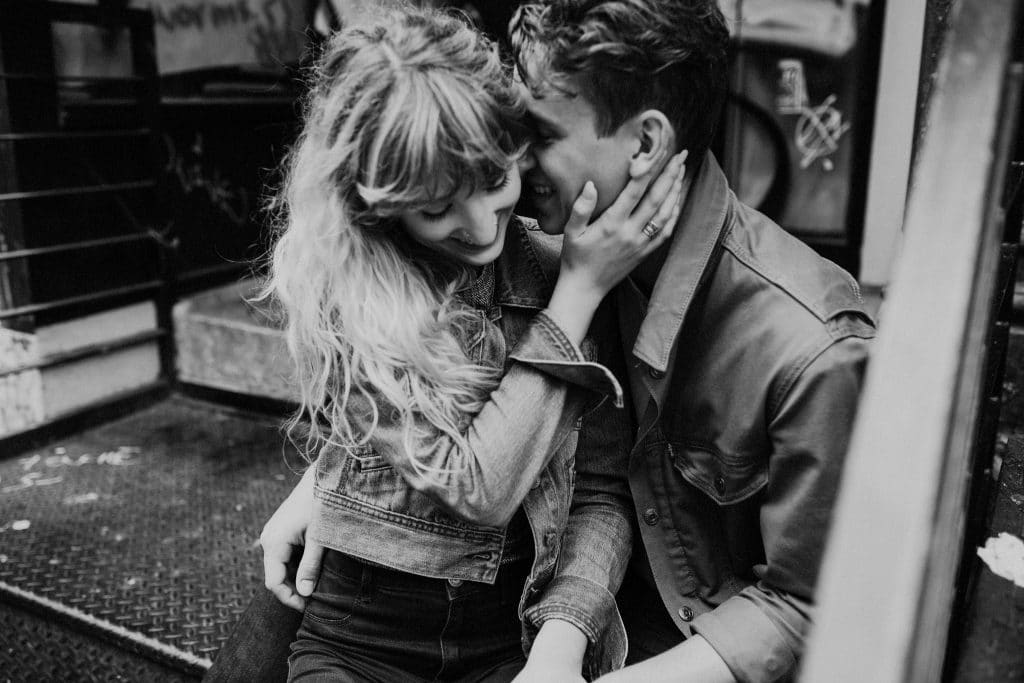 romantic hipster chinatown engagement shoot