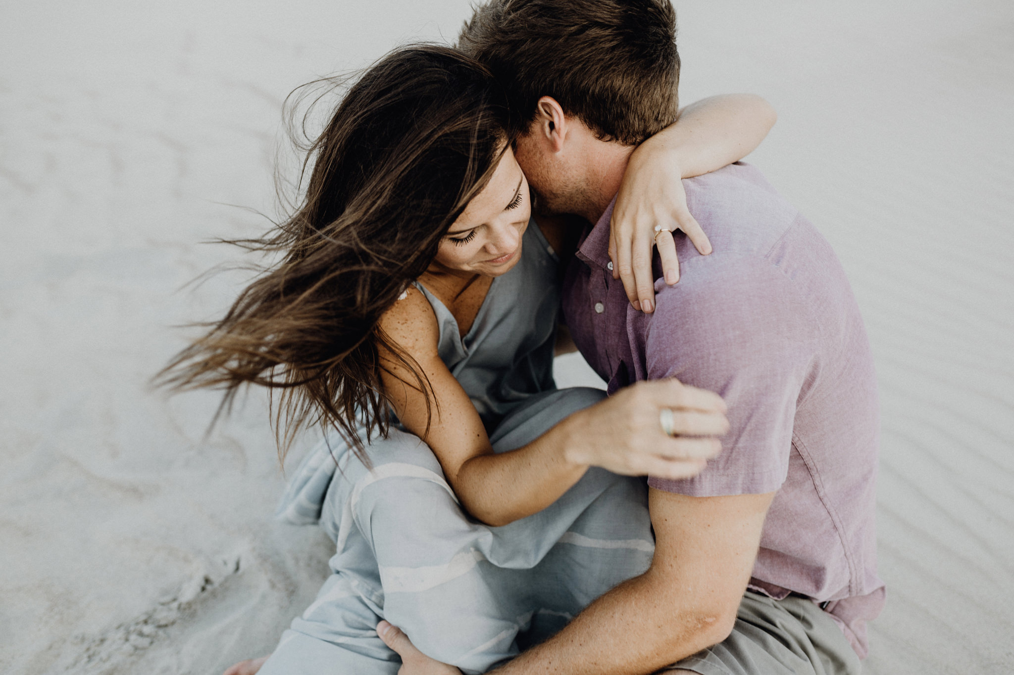moody beach engagement photos