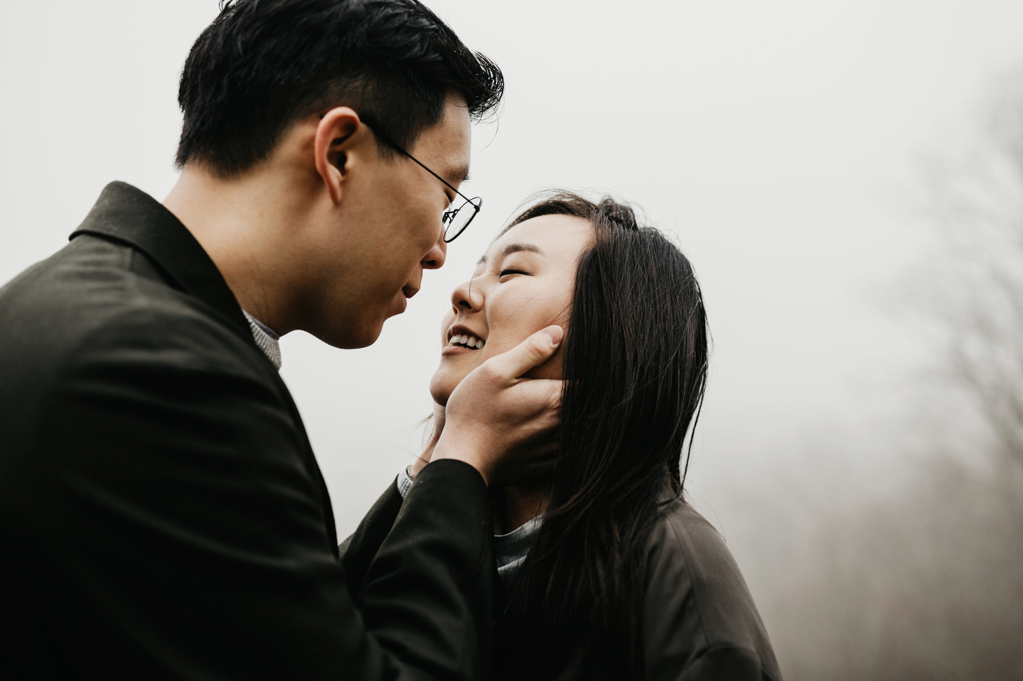 foggy asheville engagement