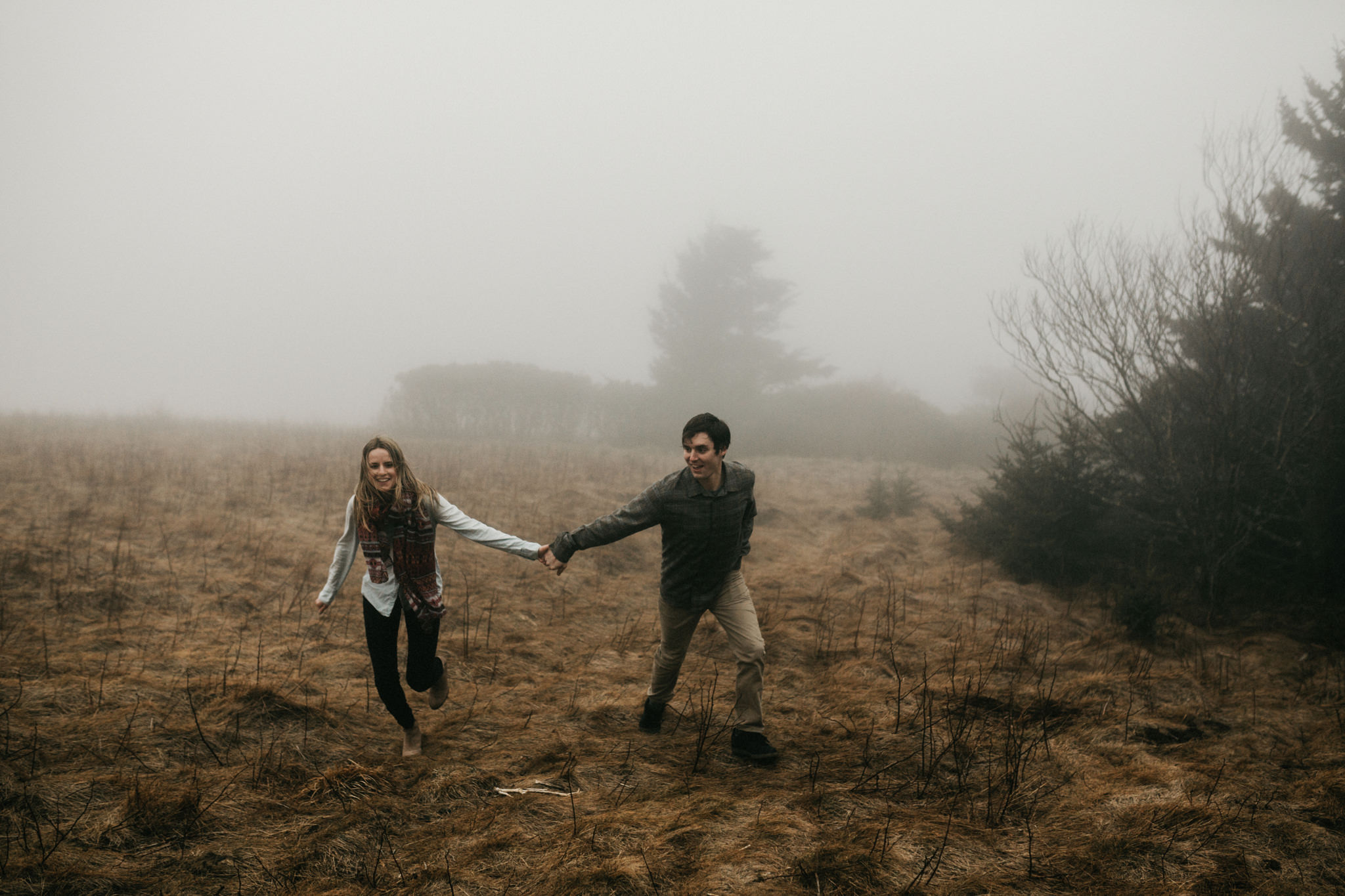 foggy roan mountain engagement photos