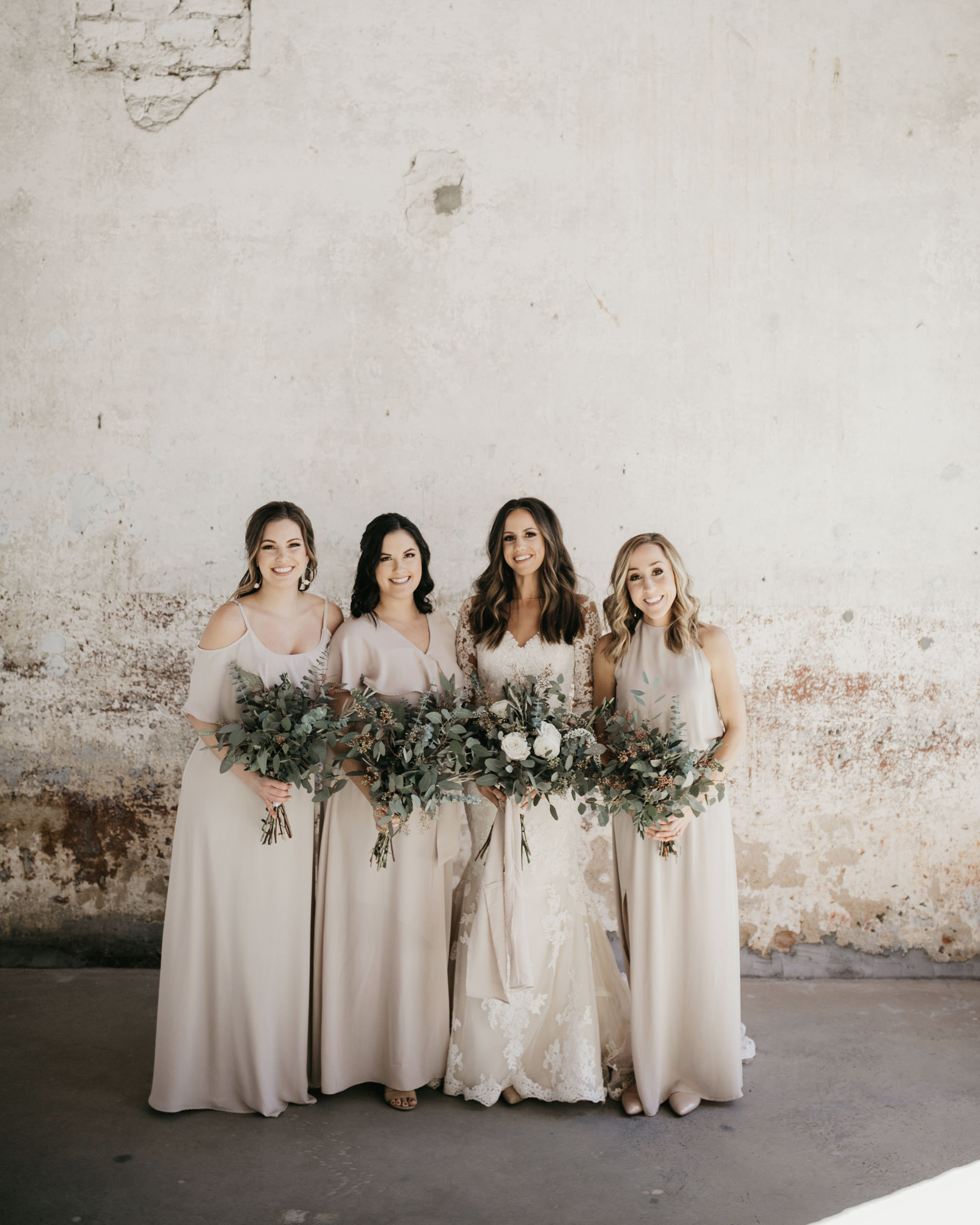 nude color bridesmaids dresses