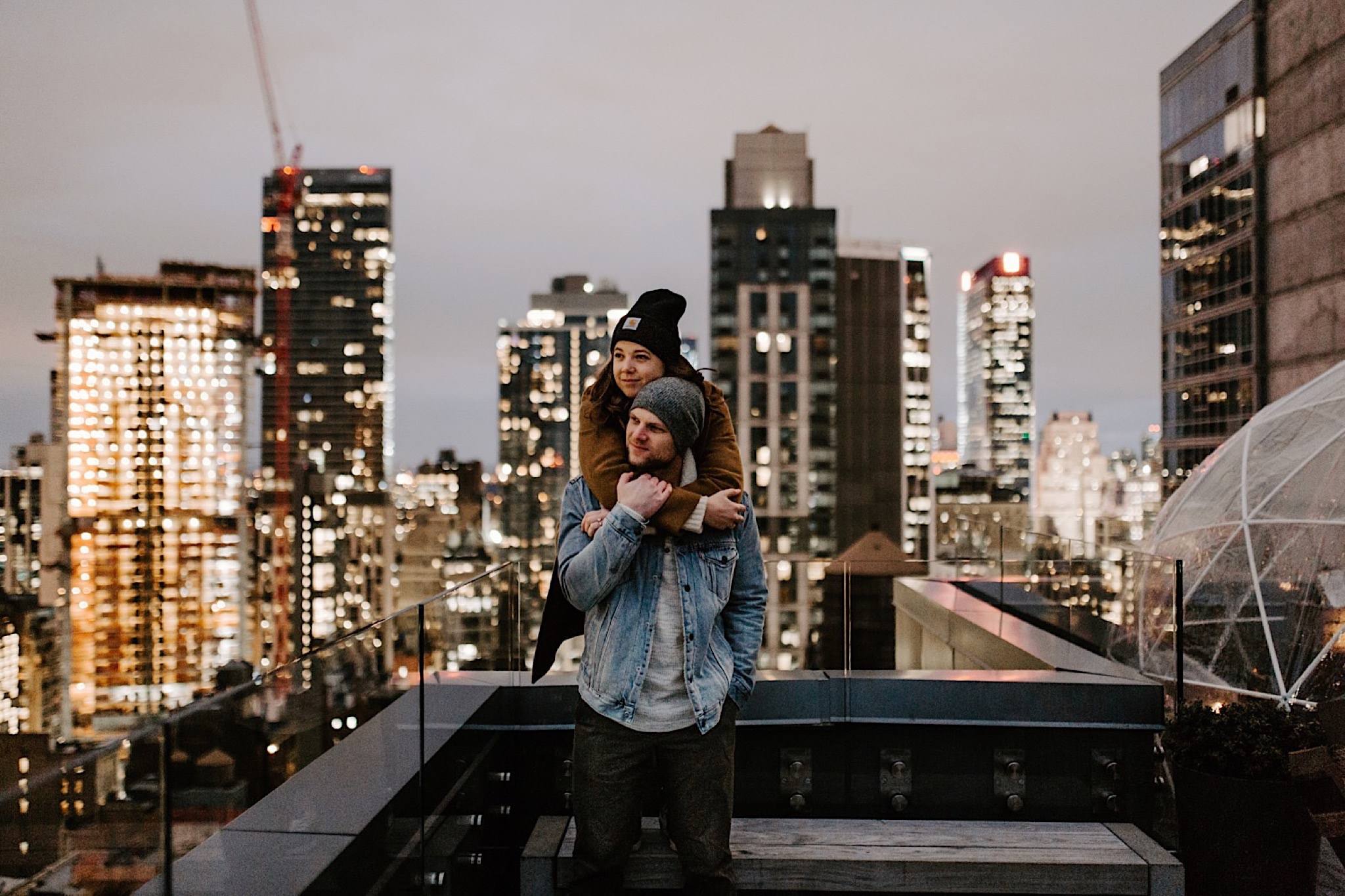 gritty new york city rooftop engagement session