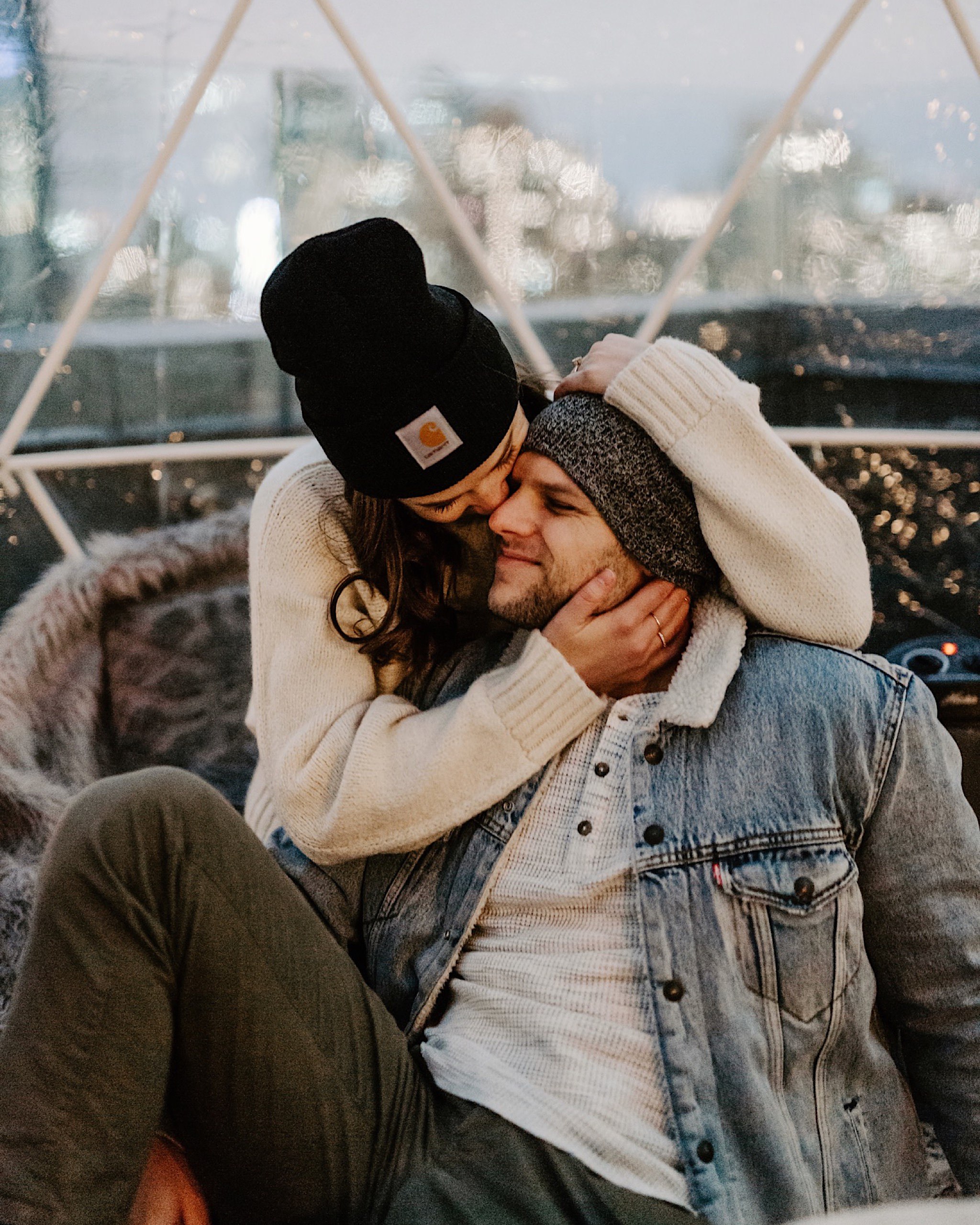 nyc igloo rooftop engagement session