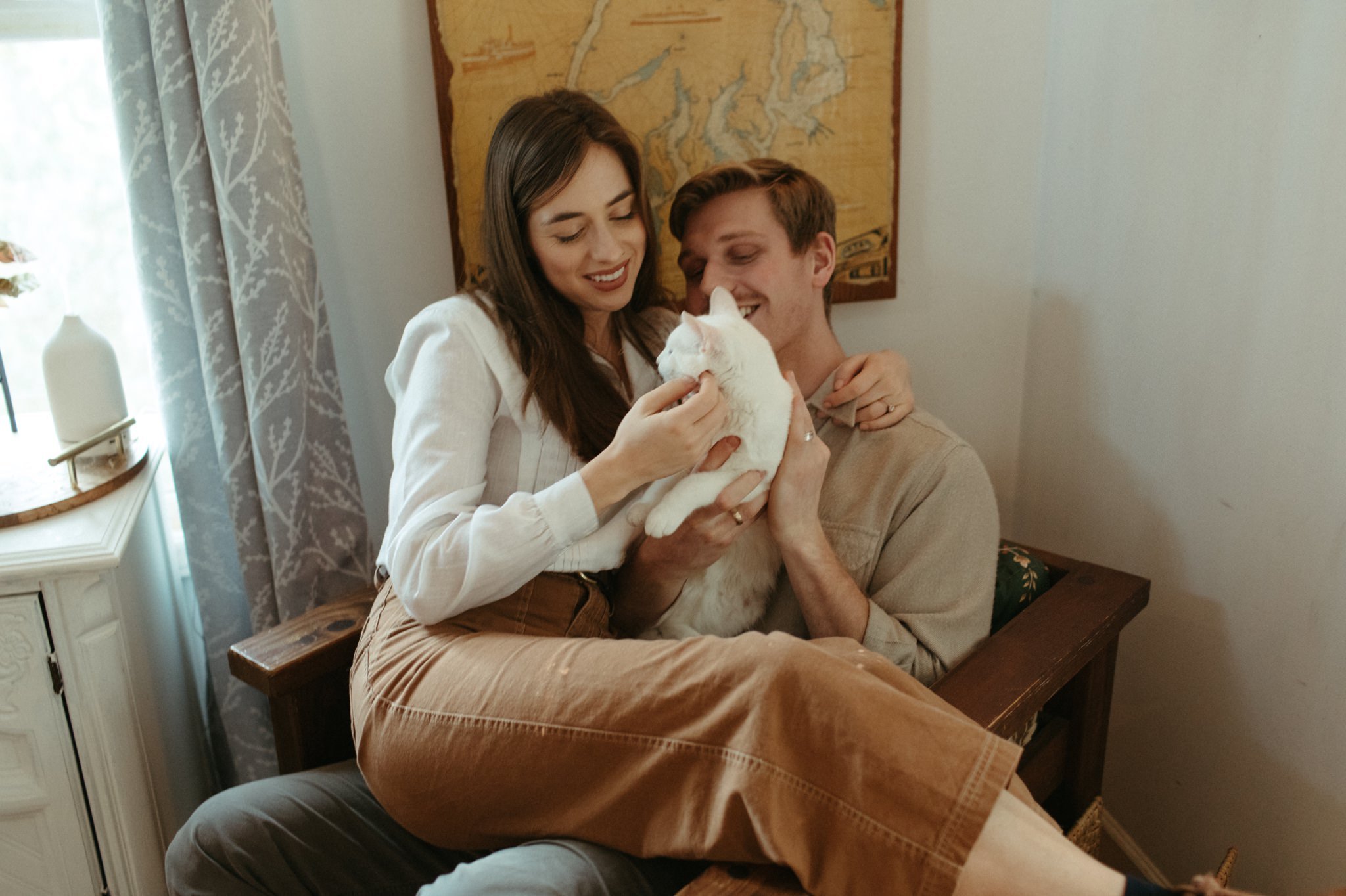 nc mountain engagement photos in home