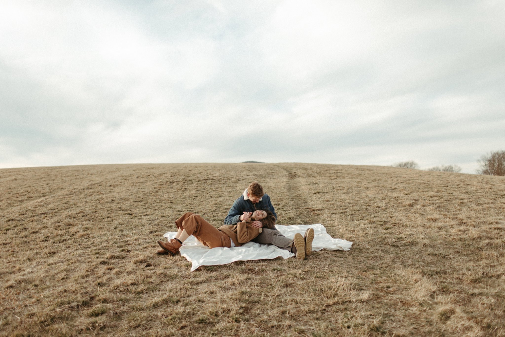 blue ridge parkway hillside engagement