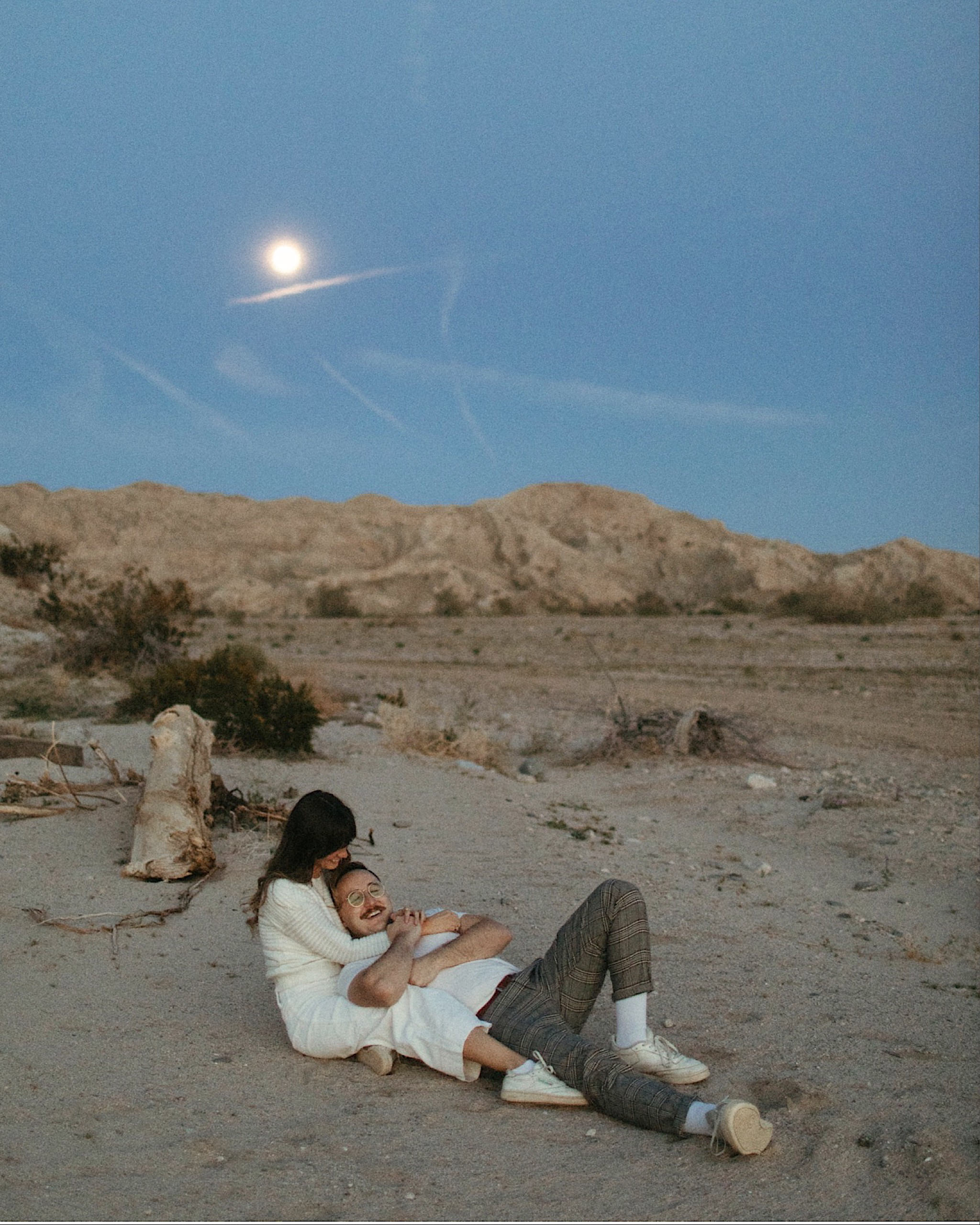 moonlit california desert engagement photos