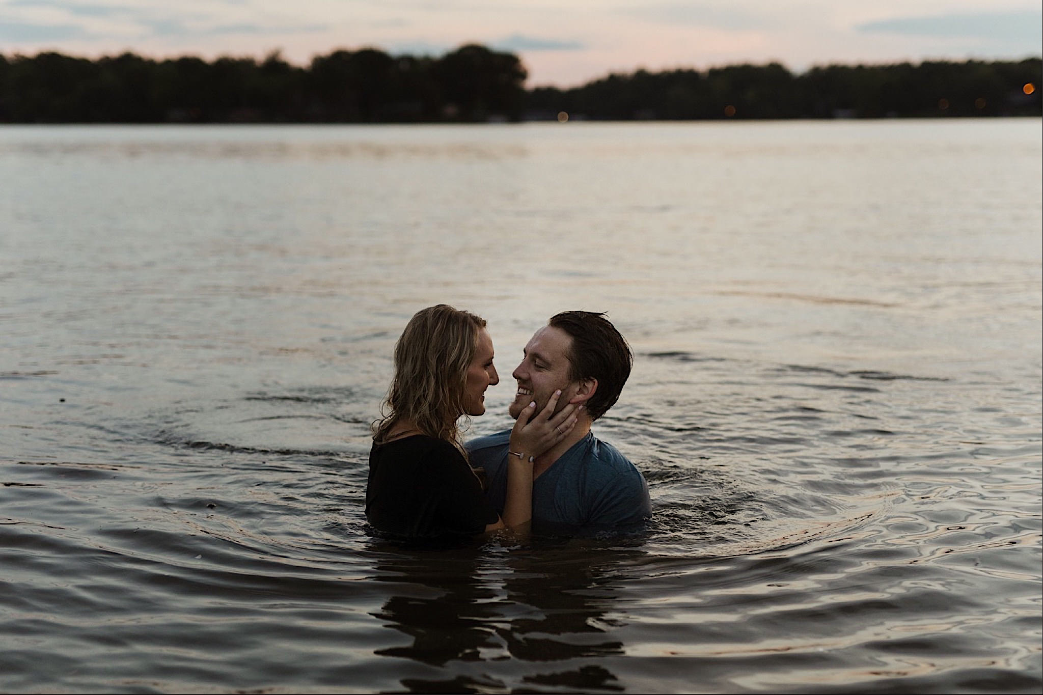 lake engagement session near charlotte