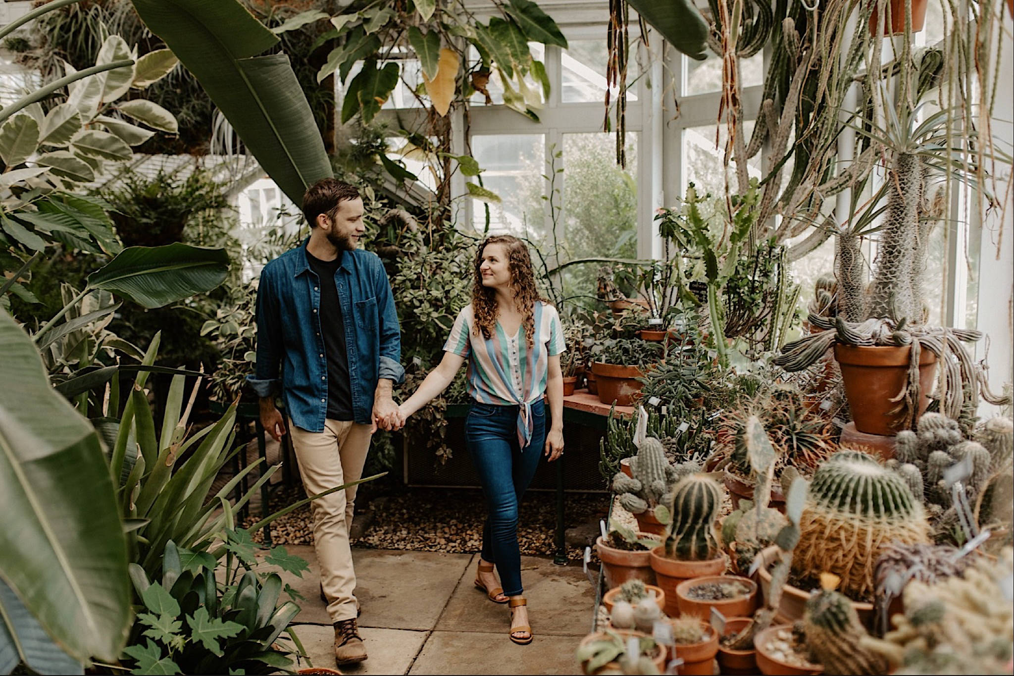 winston-salem botanical garden engagement photos