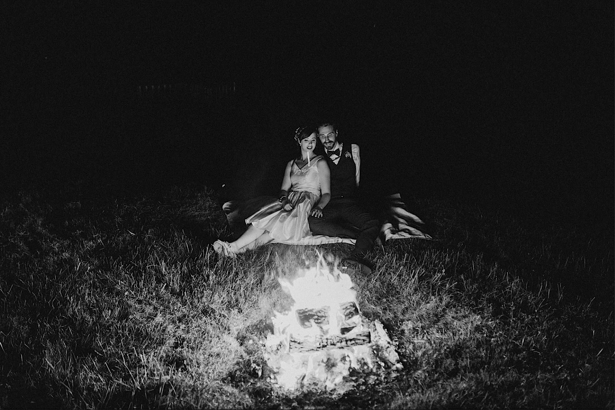 Fire pit wedding photos