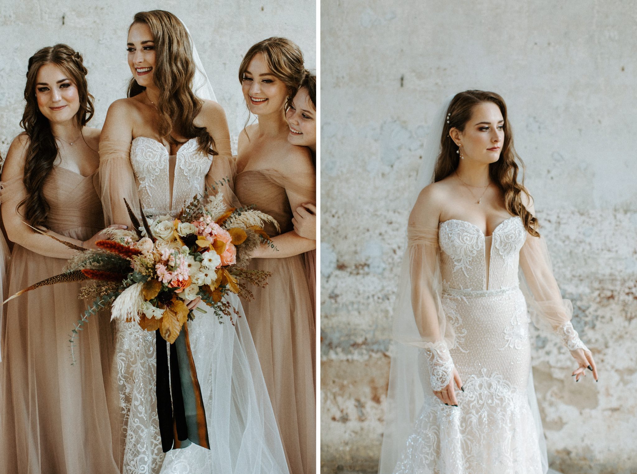 Bridesmaids at Providence Cotton Mill Wedding