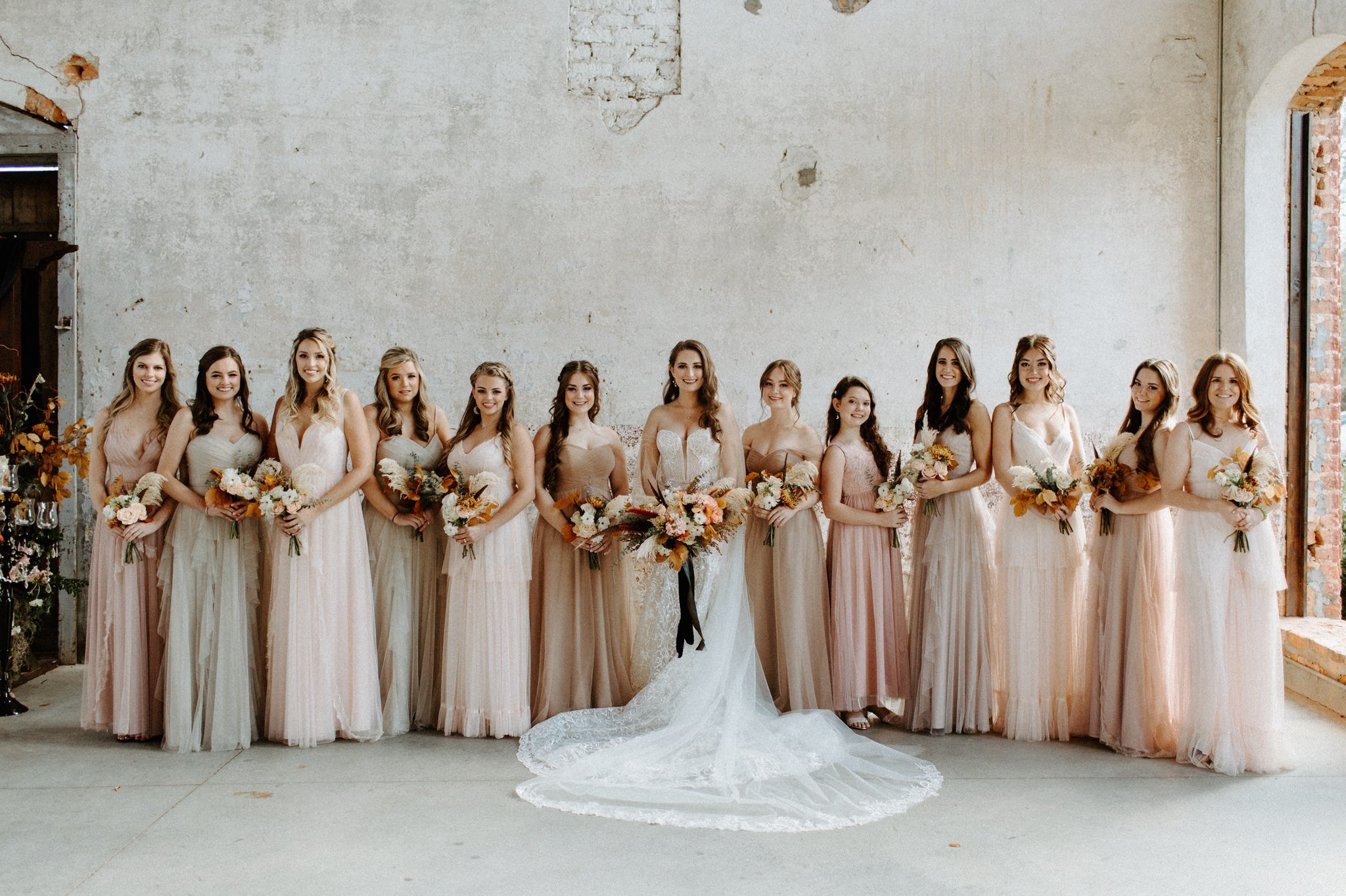 Bridesmaids at Providence Cotton Mill Wedding