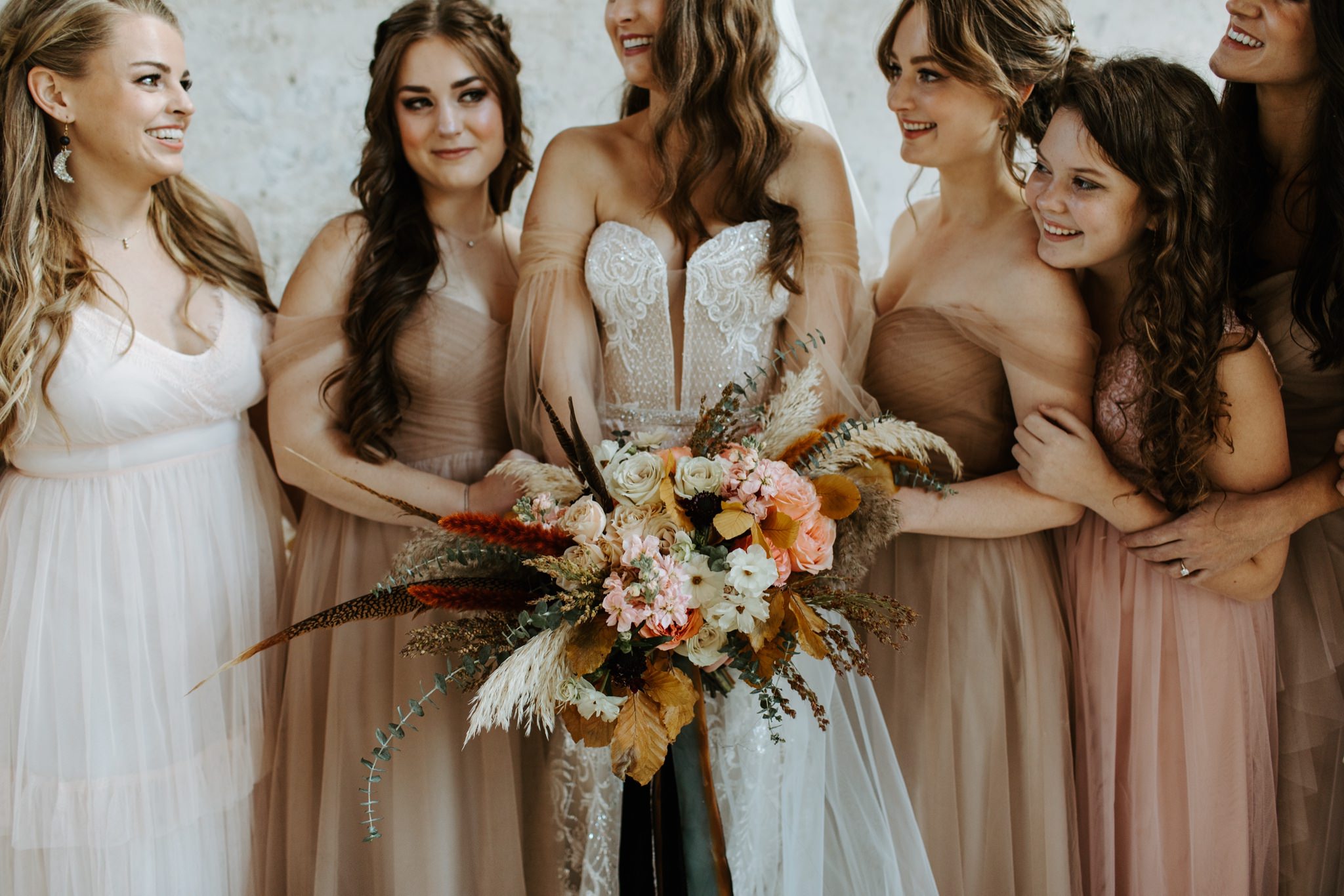Bridesmaids at Providence Cotton Mill Wedding