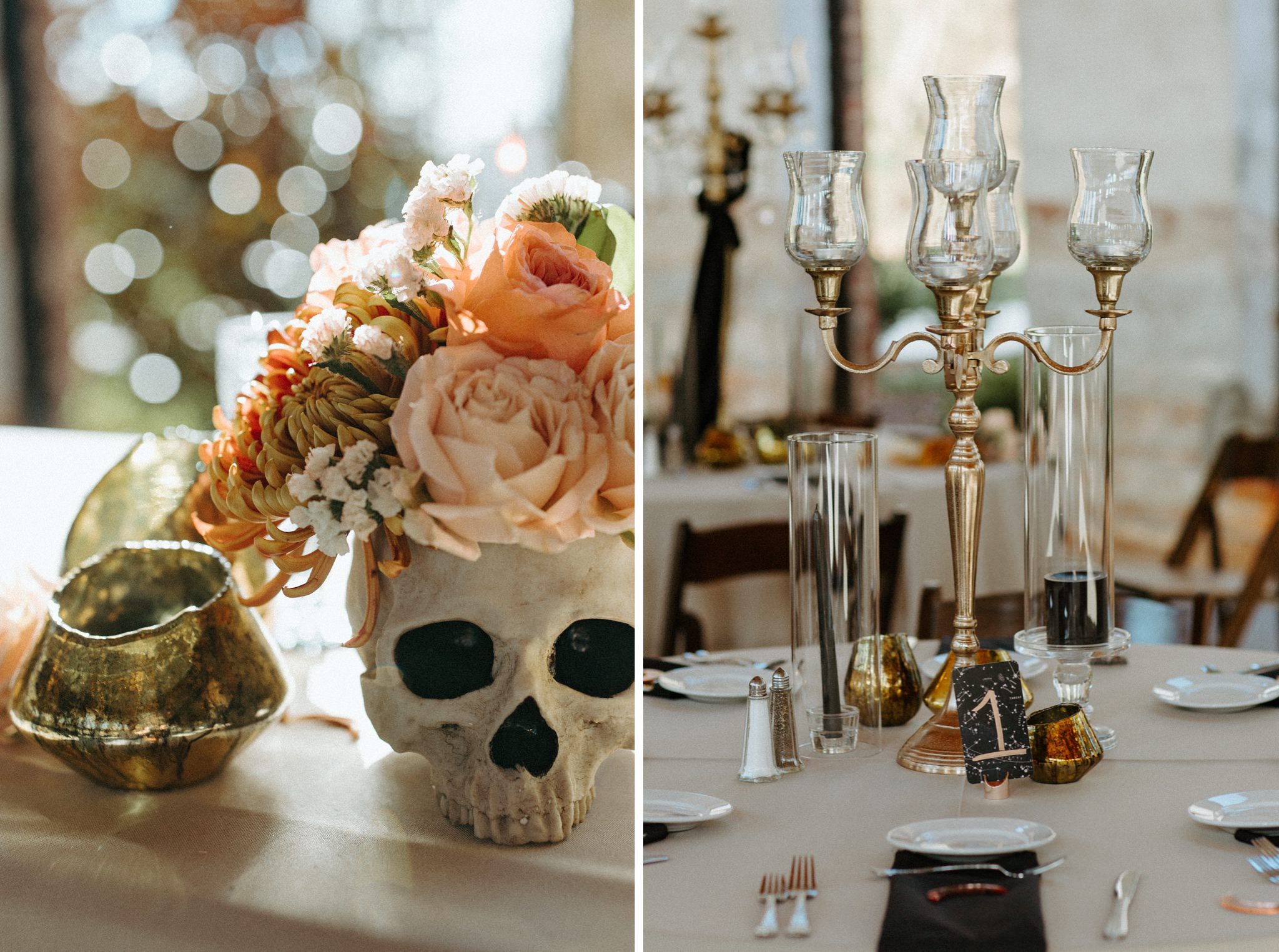 elegant halloween wedding details