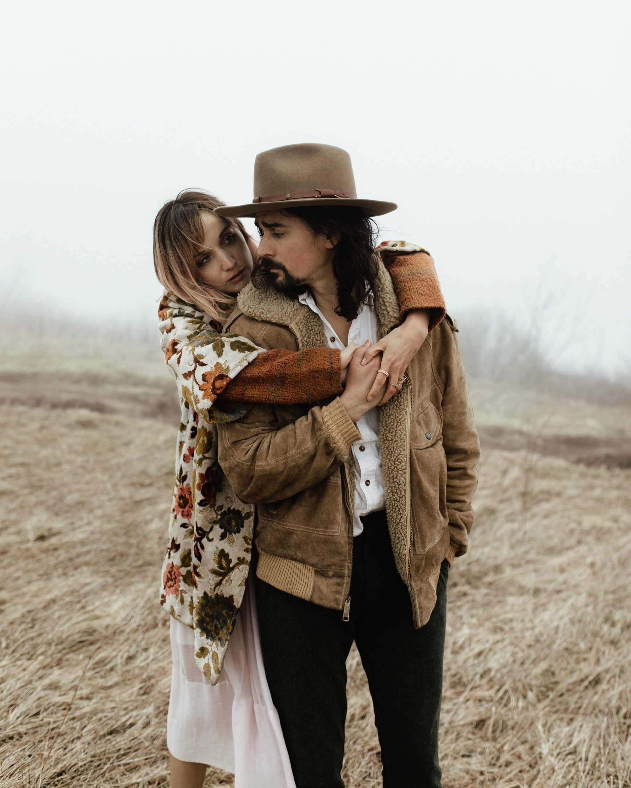 foggy asheville engagement session
