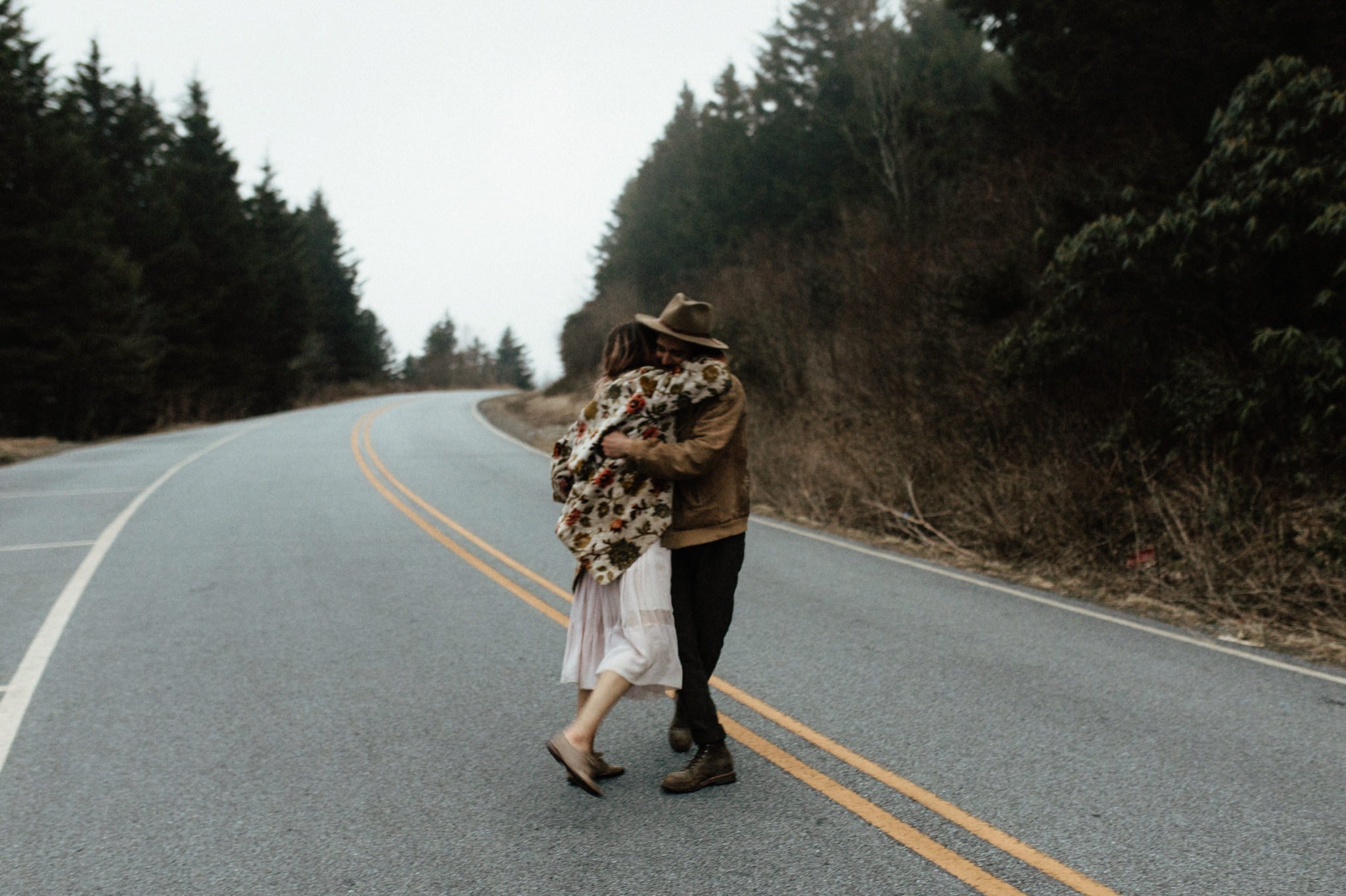 foggy blue ridge parkway engagement