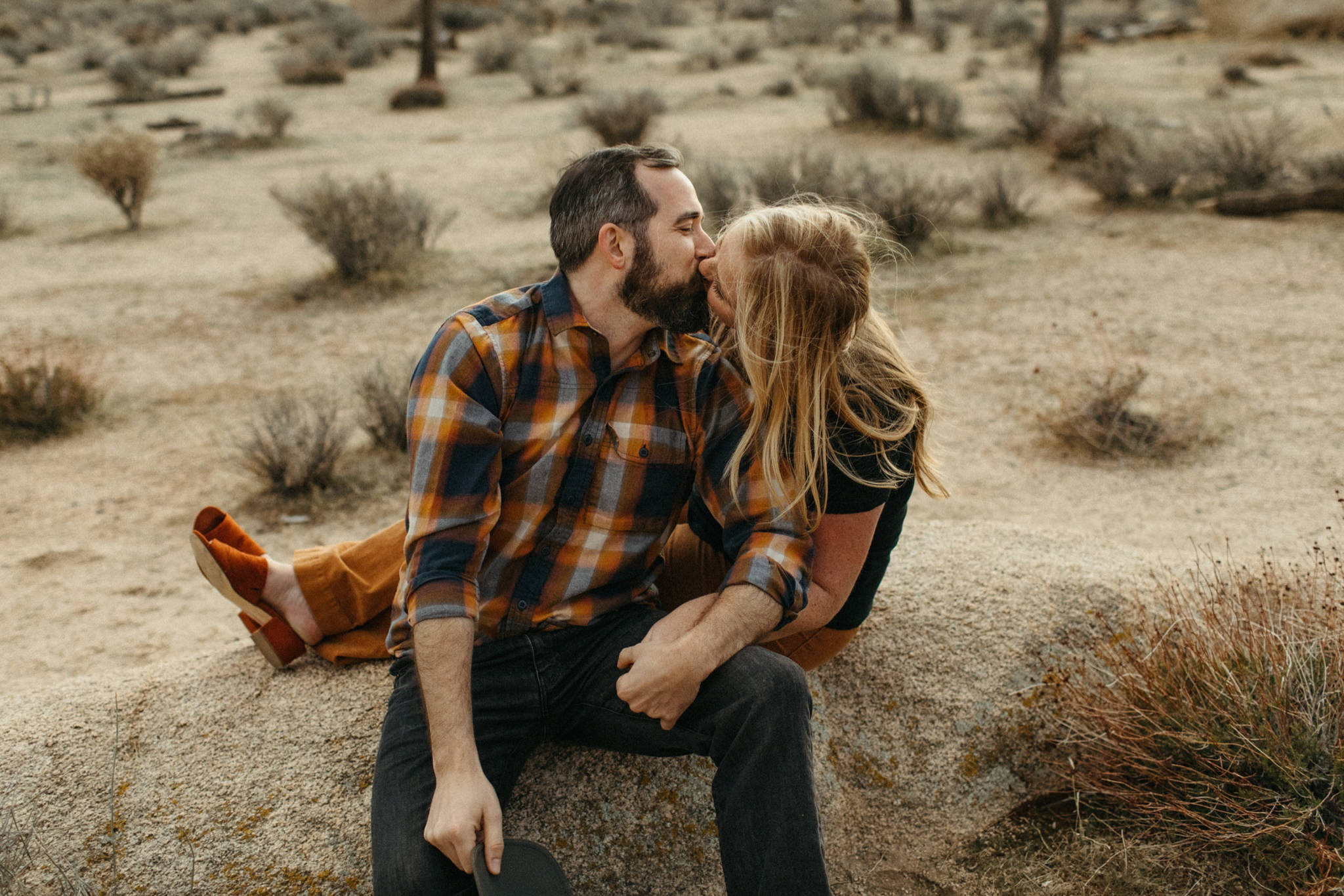 cap rock joshua tree engagement photos