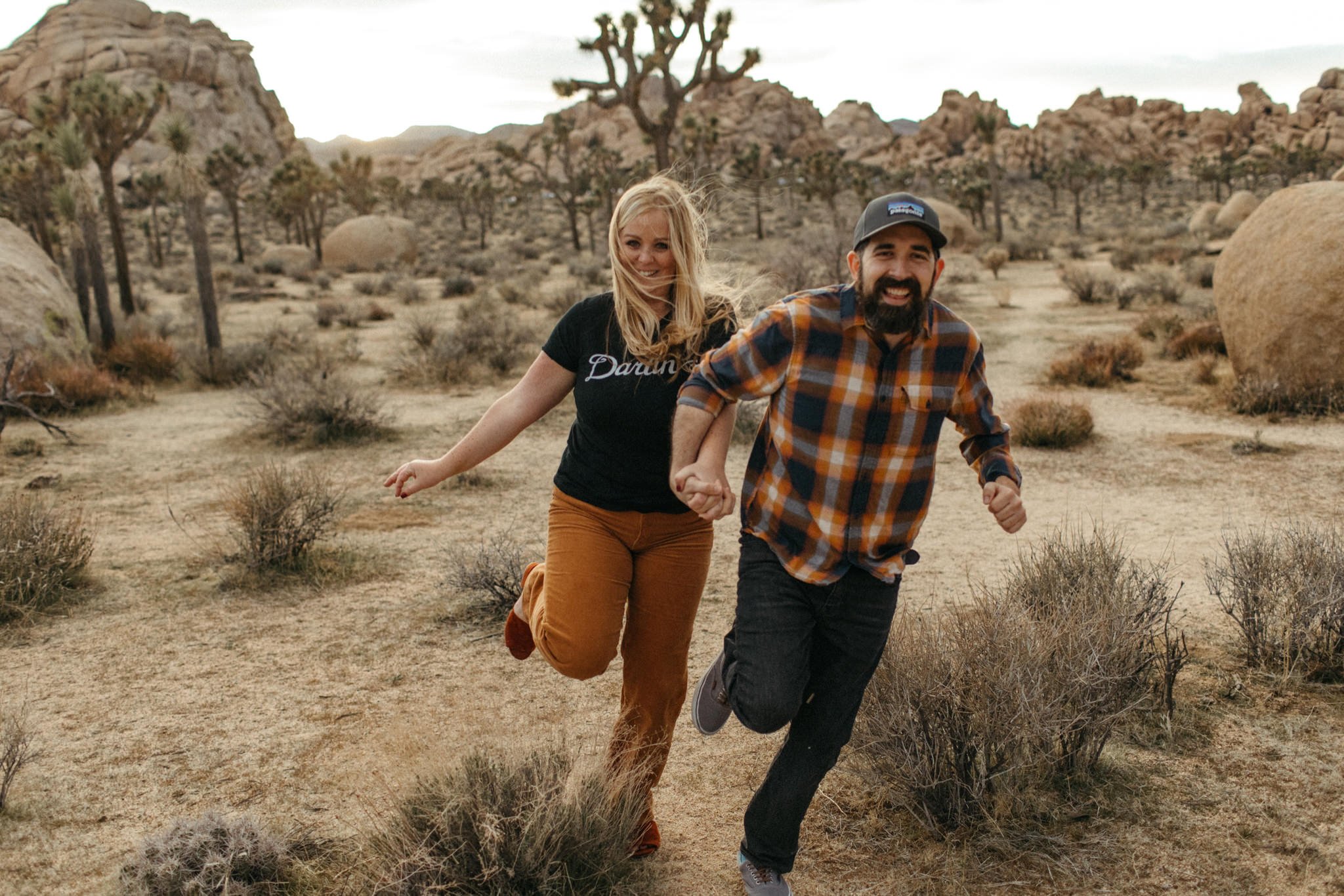 cap rock joshua tree engagement photos