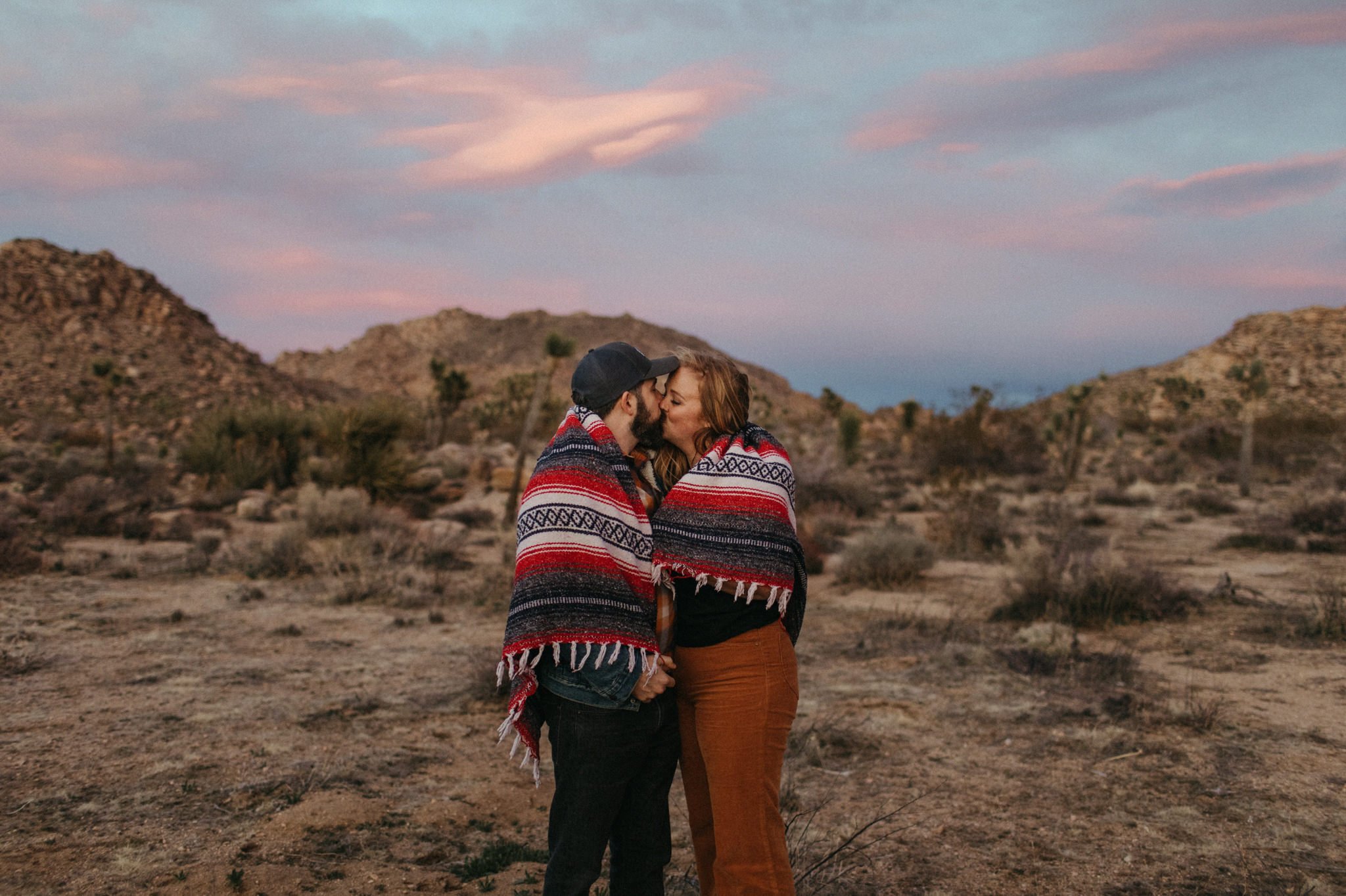 joshua tree sunset engagement