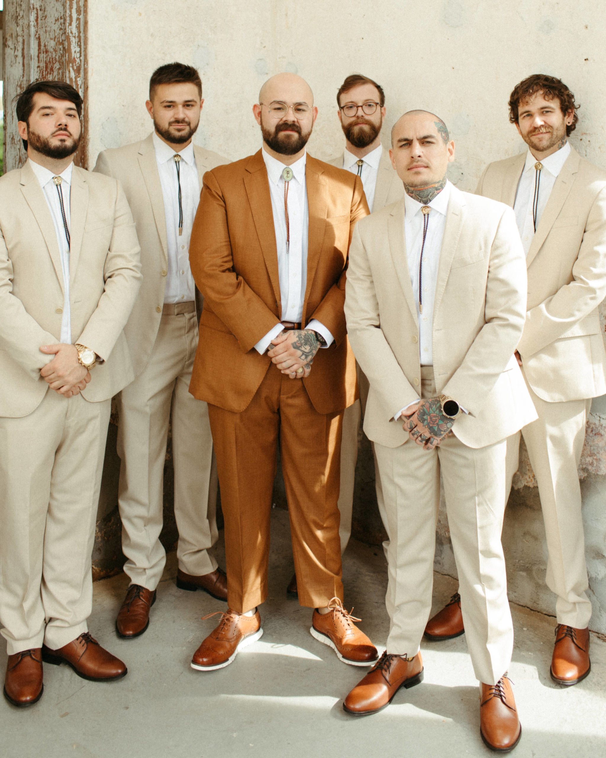 brown and tan suits wedding