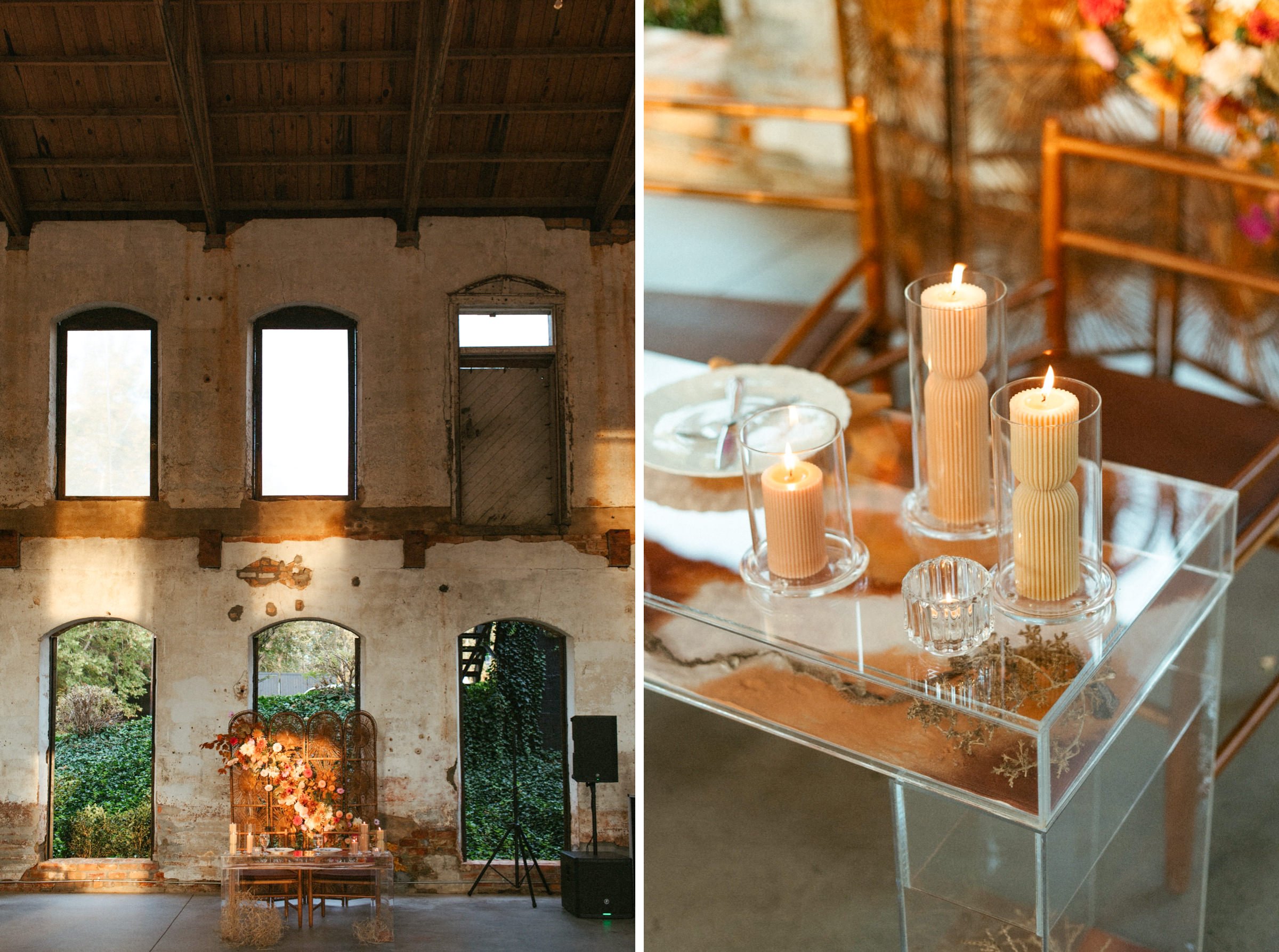 glass table with snake skin wedding table