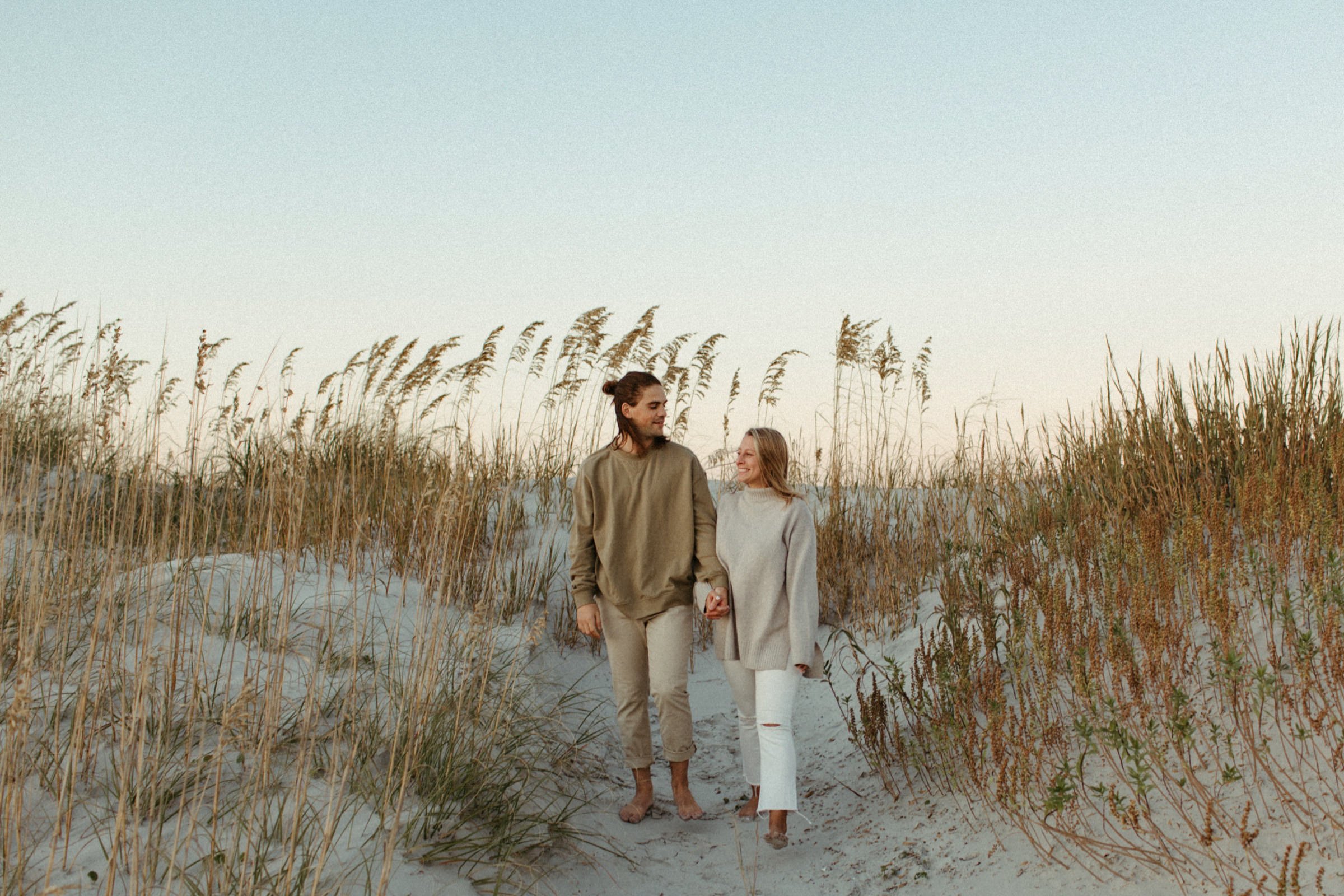 neutral engagement outfits