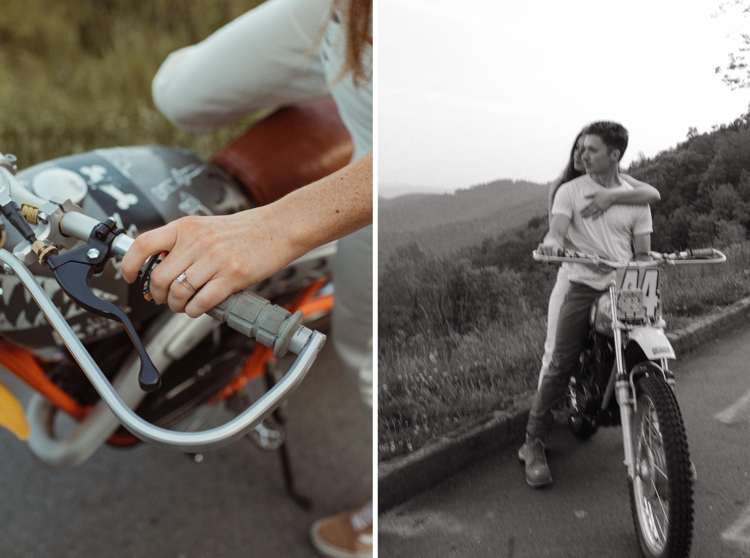 mountain motorcycle engagement photos