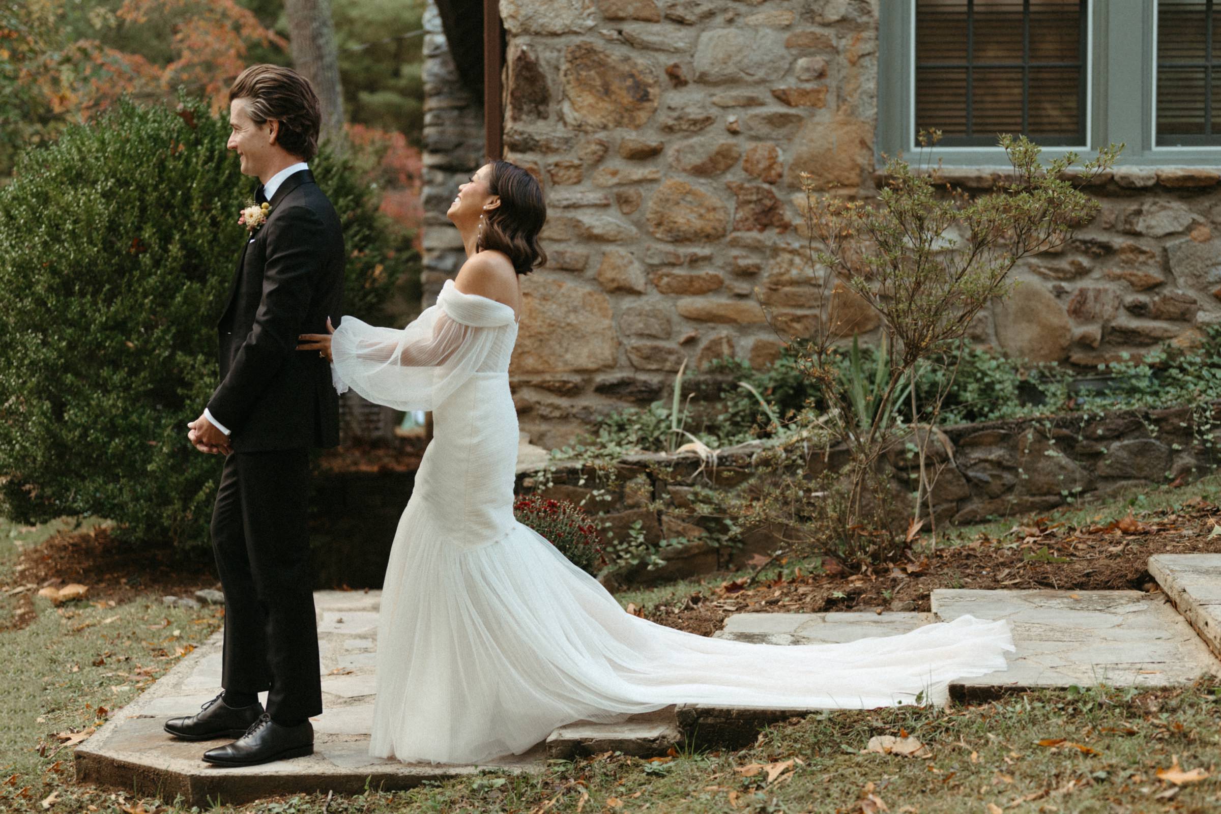 first look asheville wedding