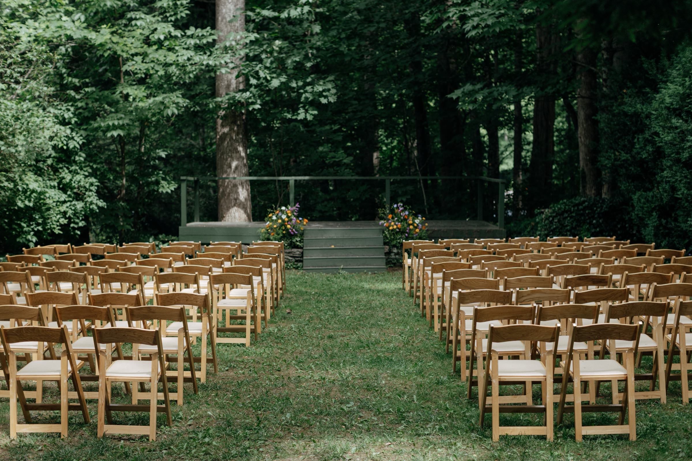 Historic wedding venue in Asheville, NC, surrounded by mountain views and lush greenery