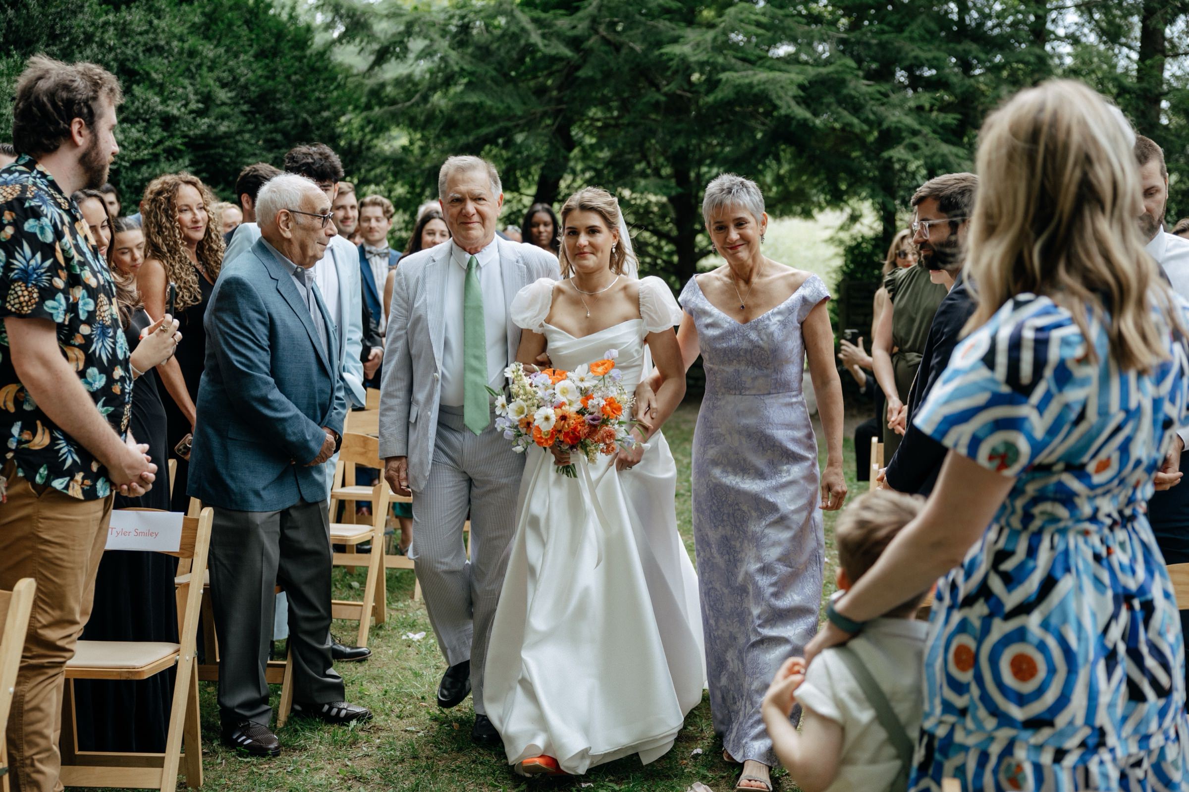 Intimate outdoor wedding ceremony with family and friends in Asheville, North Carolina