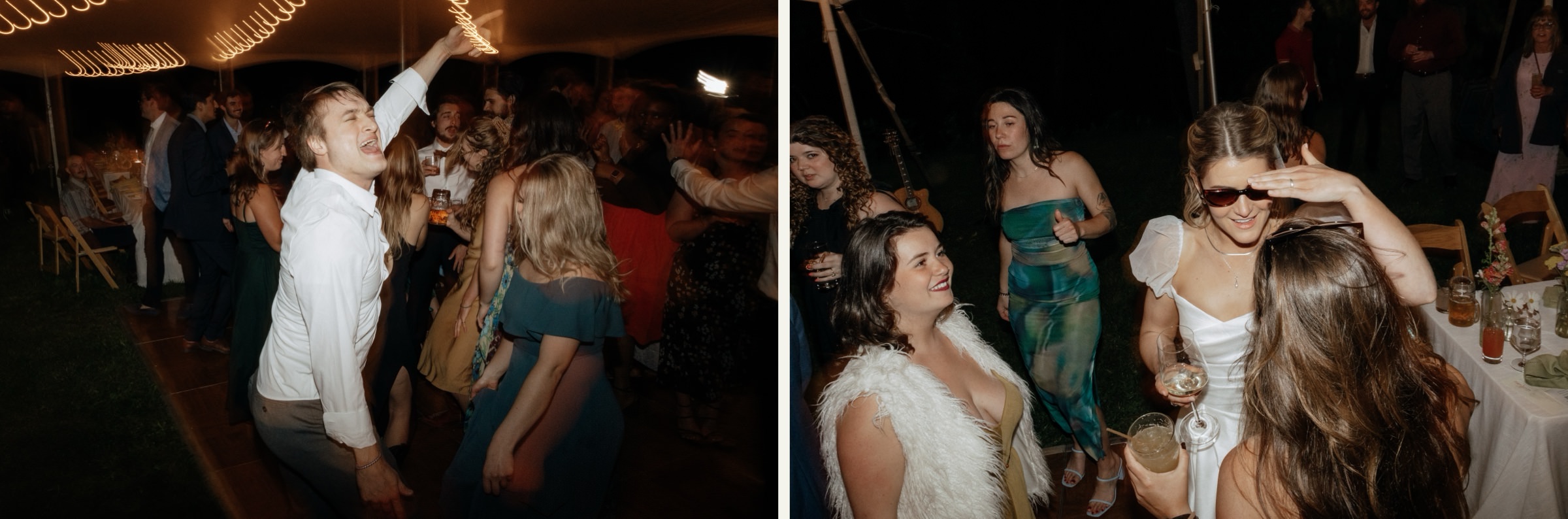 reception party under tent asheville wedding